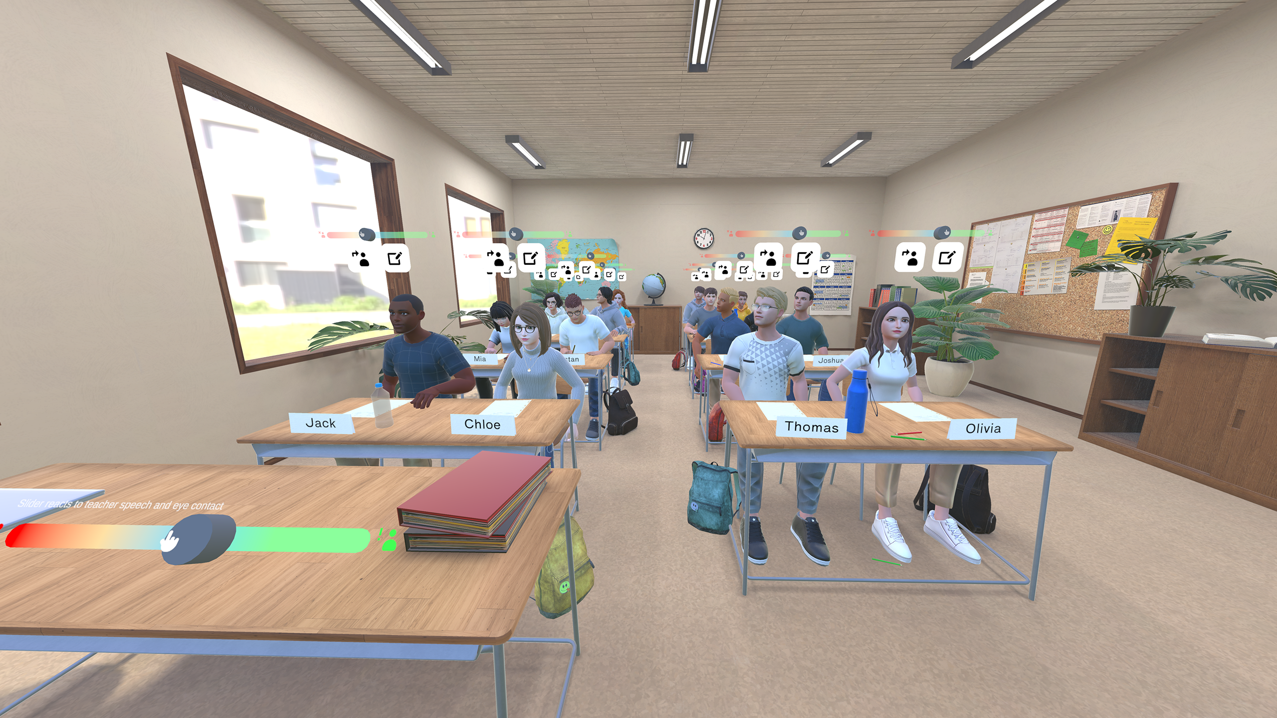 Virtual classroom with 16 AI students
